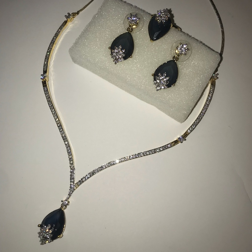 American diamond necklace set with ring